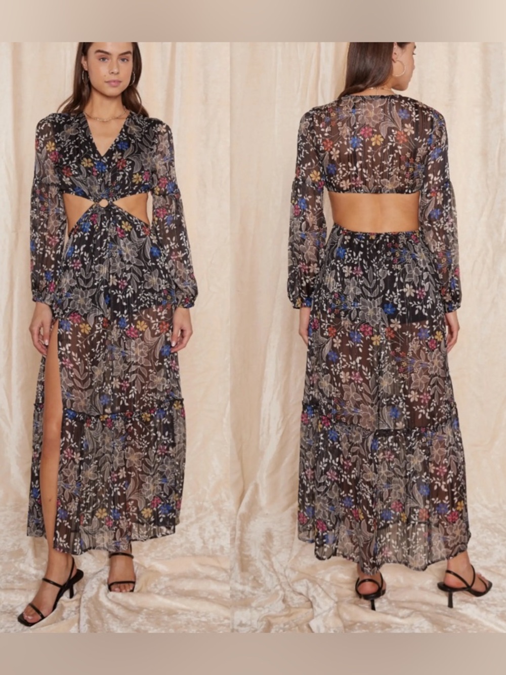 Raga Rain Forest Cut Out Sheer Maxi Dress